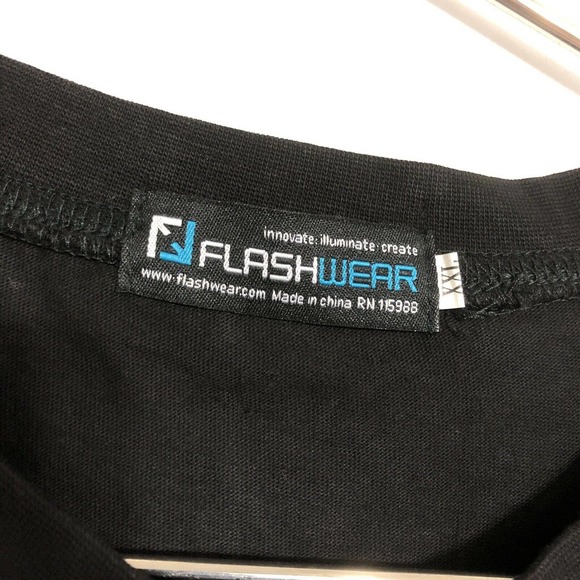 Union Jack T-shirt Sensor Black Electric Light Up Flashing Patch Flashwear XL - Picture 9 of 13